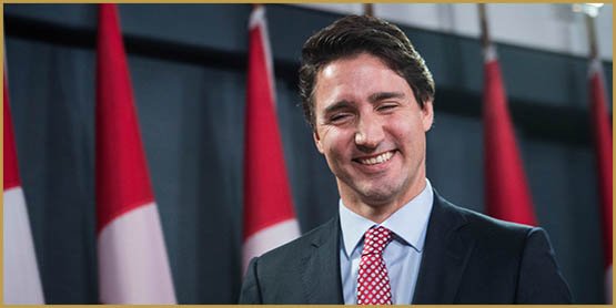 Canadian Liberal Party leader Justin Trudeau smiles at the end of a press conference in Ottawa on October 20, 2015 after winning the general elections. Liberal leader Justin Trudeau reached out to Canada's traditional allies after winning a landslide election mandate to change tack on global warming and return to the multilateralism sometimes shunned by his predecessor. AFP PHOTO/NICHOLAS KAMM (Photo credit should read NICHOLAS KAMM/AFP/Getty Images)