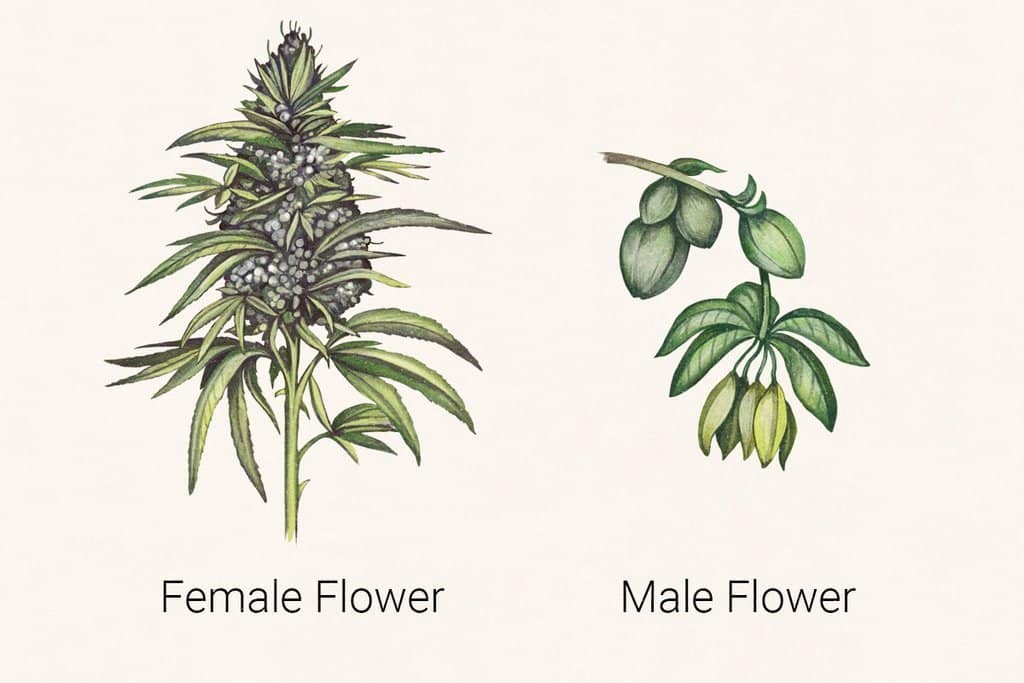 males et femelles cannabis