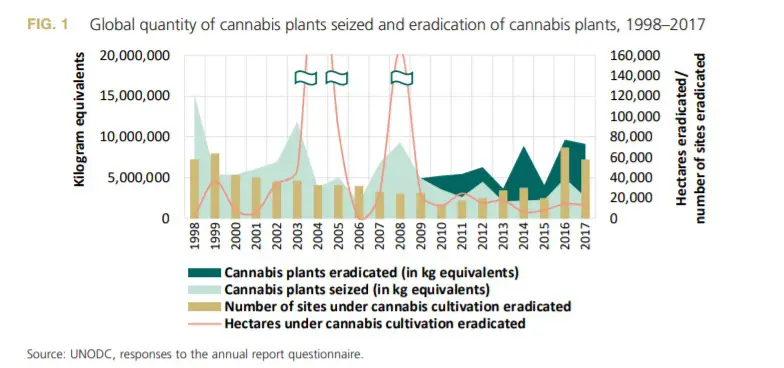 quantite mondial plantes cannabis